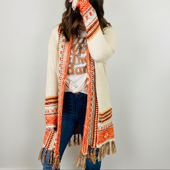 Bonfire Fringe Aztec Cardigan - Fate - Picture 5 of 7